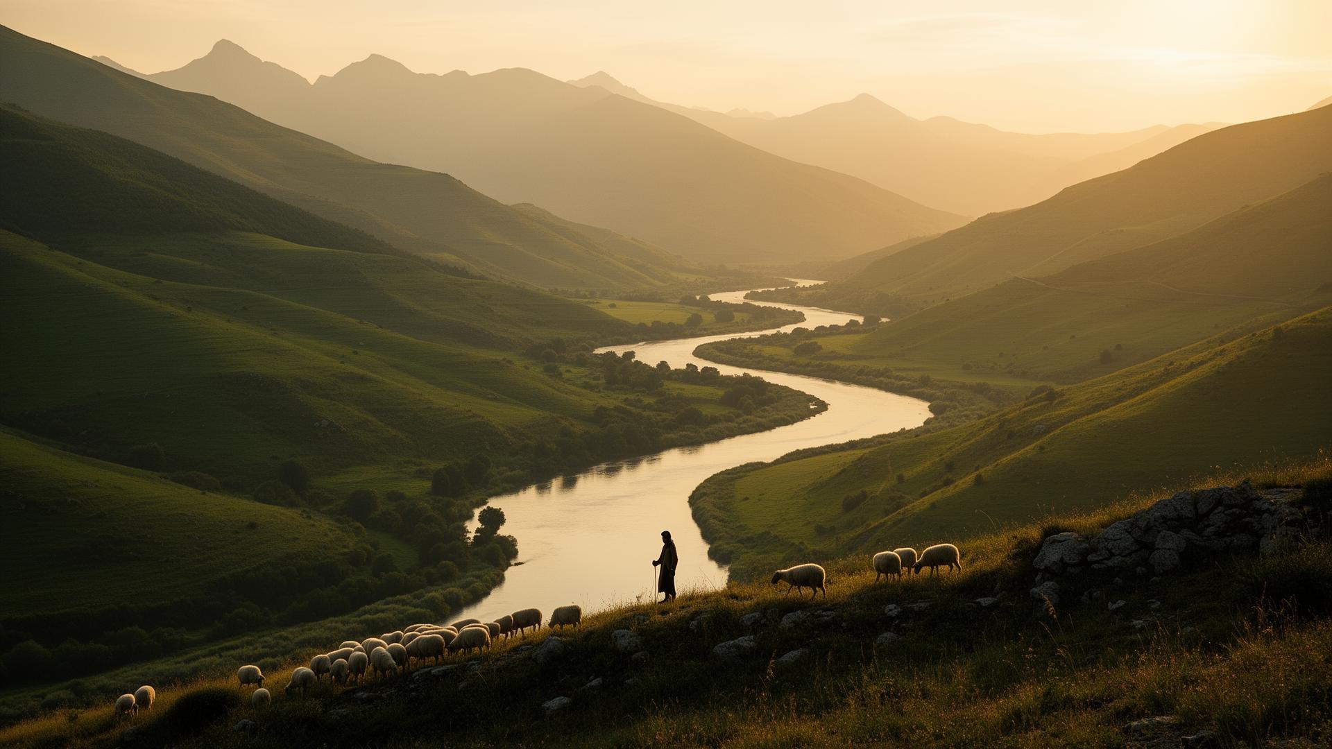 A shepherd looking out over a Galilean valley